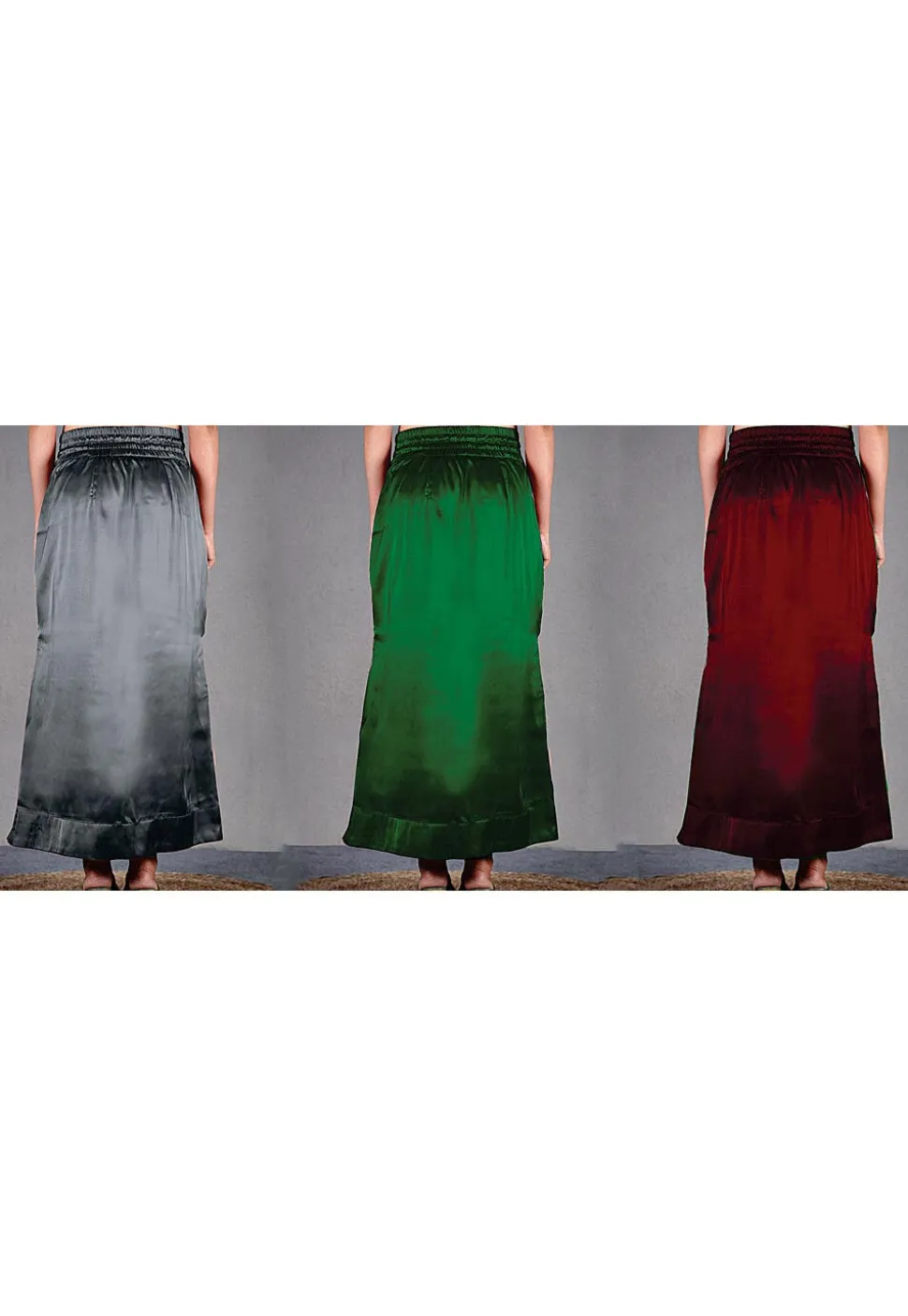 Solid Color Satin Petticoat Combo Set in Multicolor