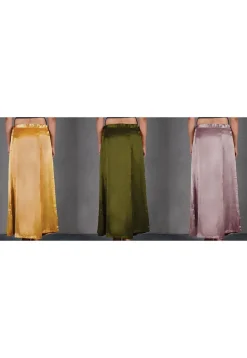 Solid Color Satin Petticoat Combo Set in Multicolor