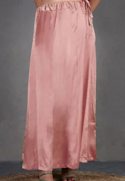 Solid Color Satin Petticoat in Peach