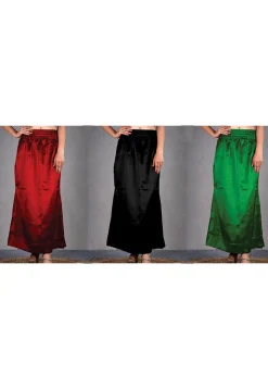 Solid Color Satin Petticoat Combo Set in Multicolor