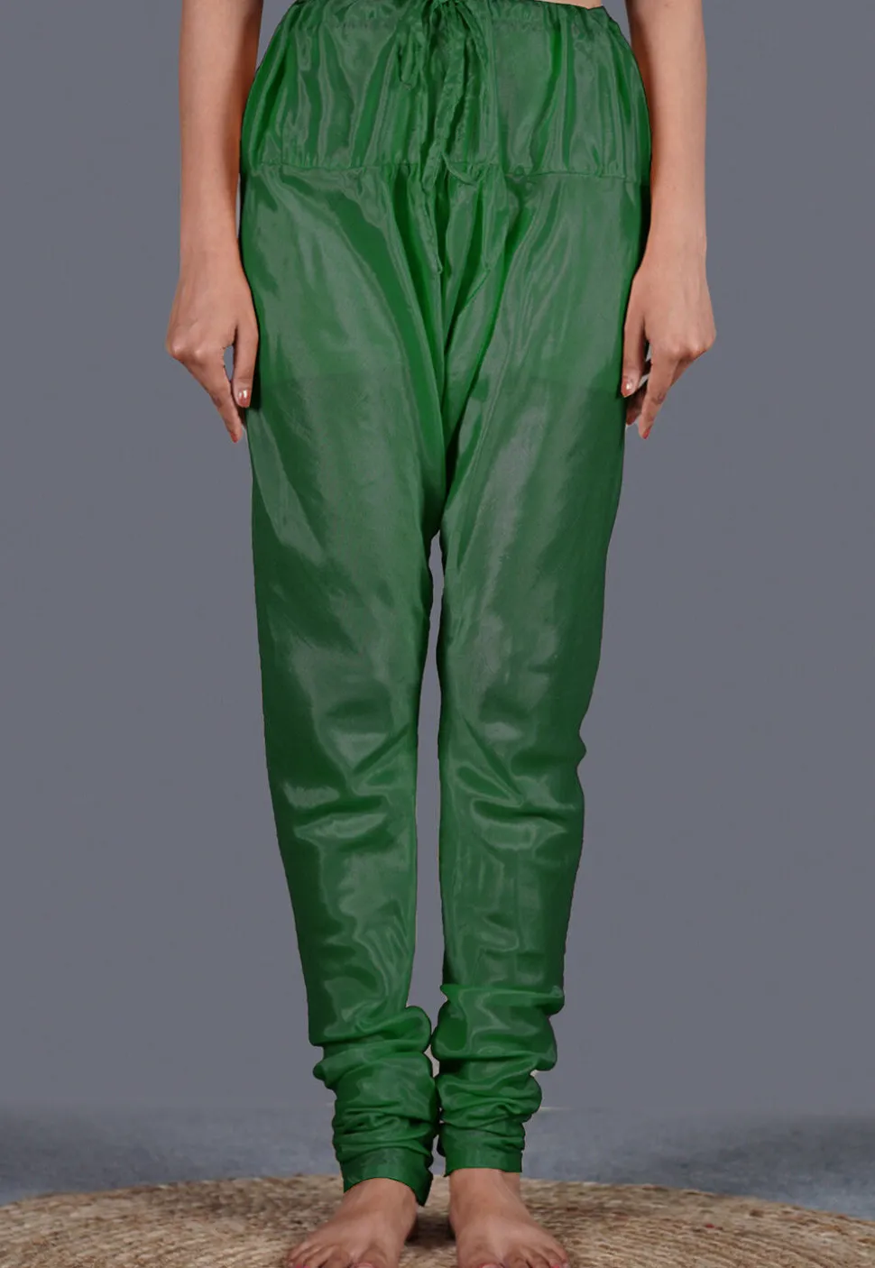 Solid Color Shantoon Churidar in Dark Green