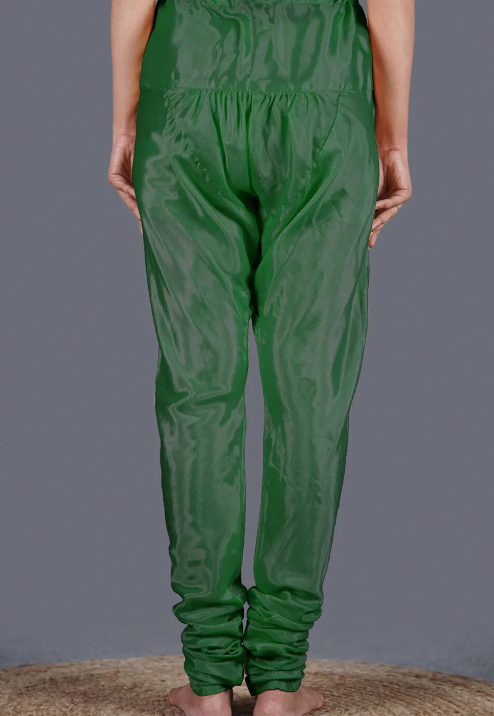 Solid Color Shantoon Churidar in Dark Green