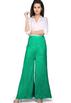 Solid Color Shantoon Palazzo in Teal Green