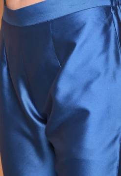 Solid Color Taffeta Silk Tunic with Pant in Royal Blue