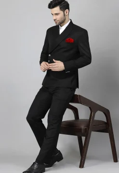 Solid Color Terry Cotton Blazer Set in Black