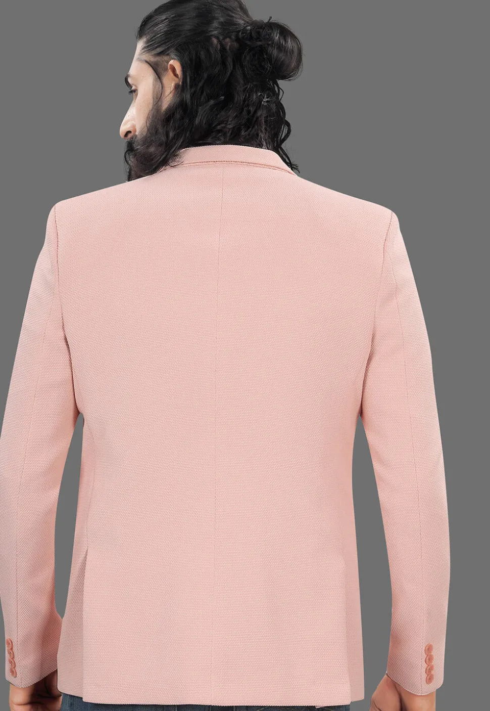 Solid Color Terry Rayon Blazer in Pink