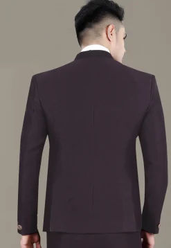 Solid Color Terry Rayon Blazer in Wine