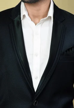 Solid Color Terry Rayon Blazer in Navy Blue