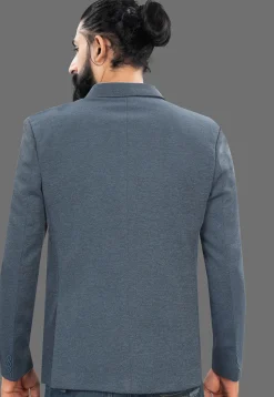 Solid Color Terry Rayon Blazer in Grey