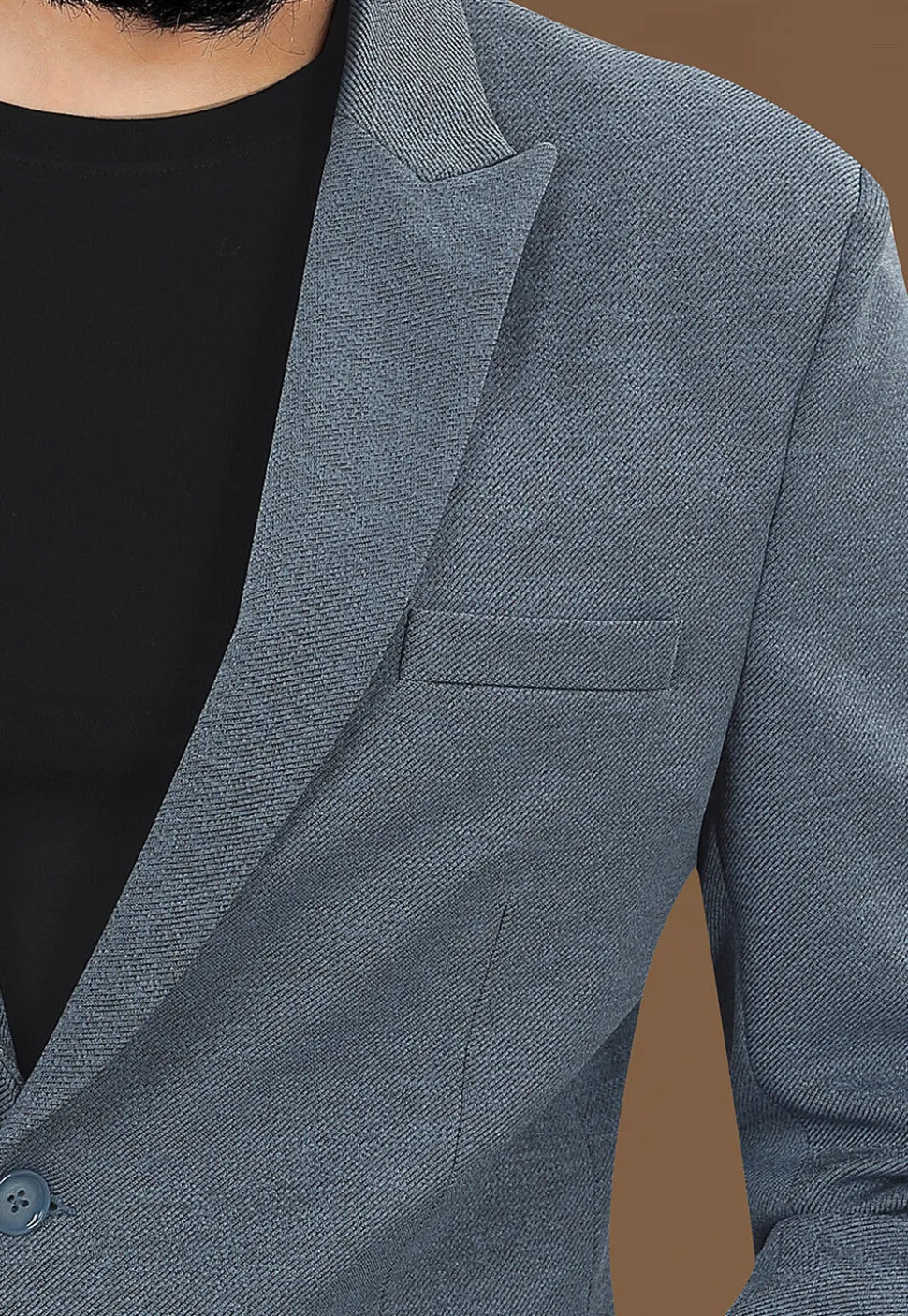 Solid Color Terry Rayon Blazer in Grey