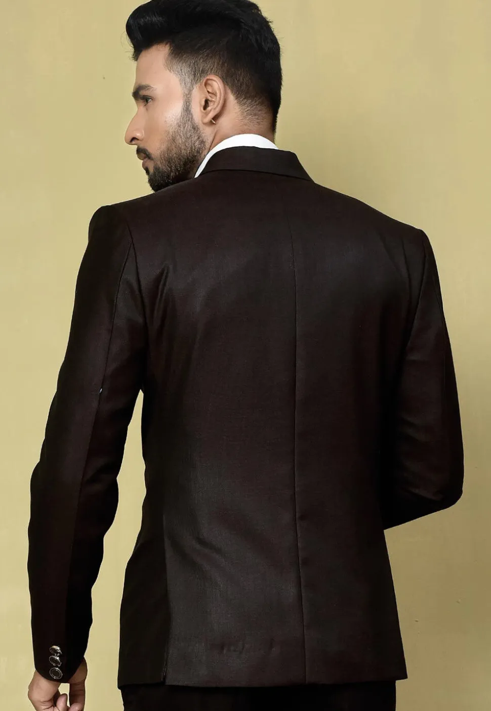 Solid Color Terry Rayon Blazer in Wine