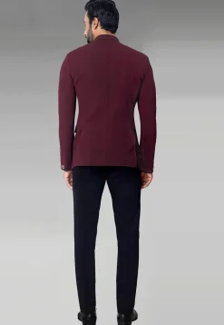 Solid Color Terry Rayon Jodhpuri Suit in Maroon