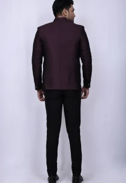 Solid Color Terry Rayon Jodhpuri Suit in Purple