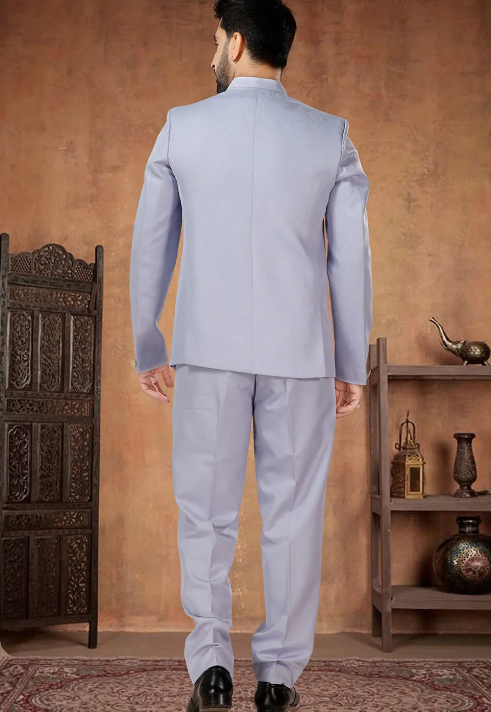 Solid Color Terry Rayon Jodhpuri Suit in Light Purple