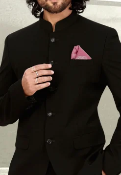 Solid Color Terry Rayon Jodhpuri Suit in Black