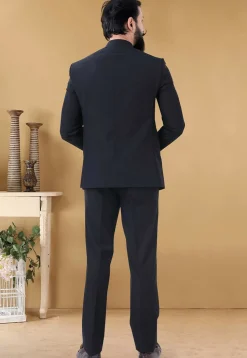 Solid Color Terry Rayon Jodhpuri Suit in Black