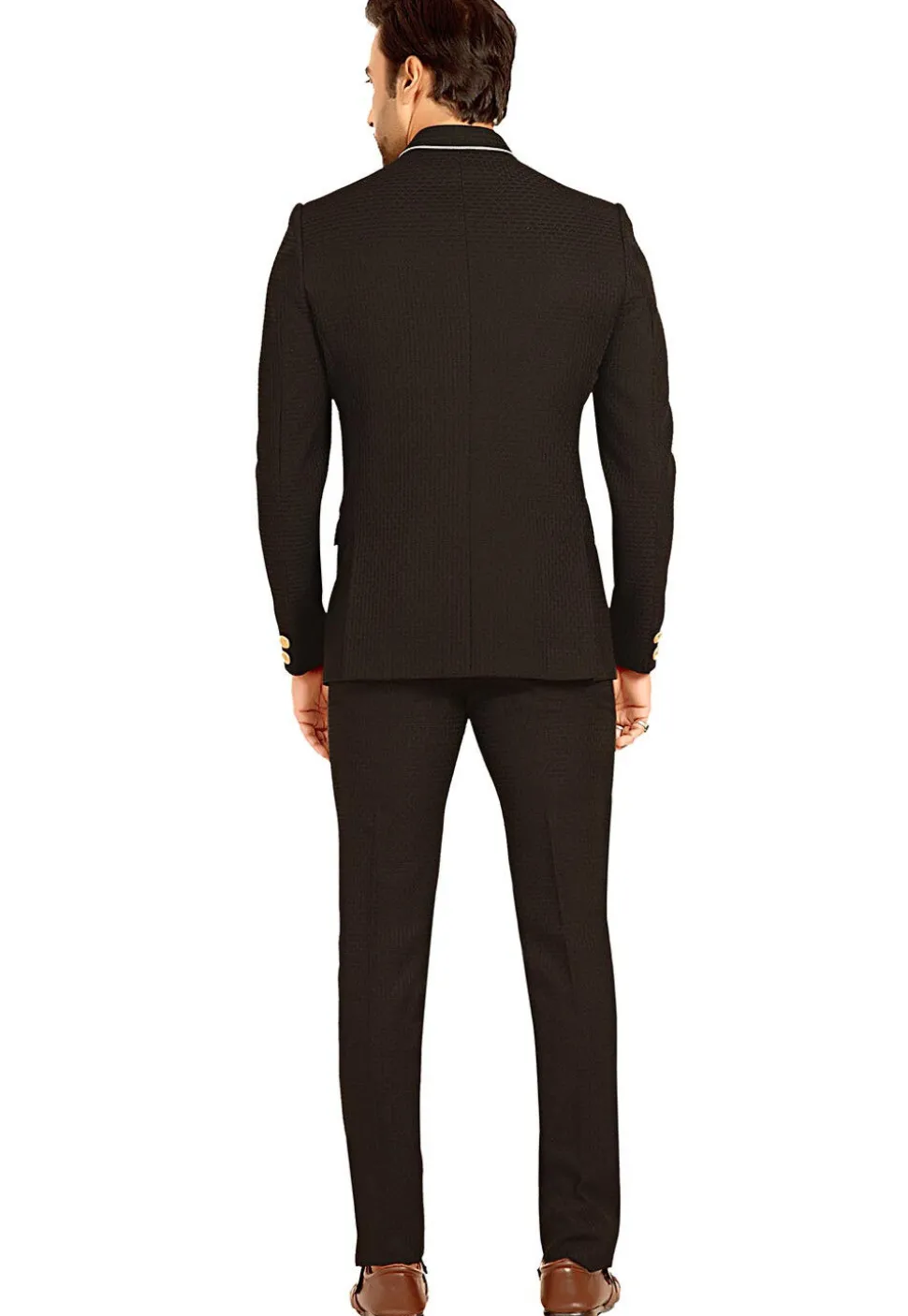 Solid Color Terry Rayon Jodhpuri Suit in Black