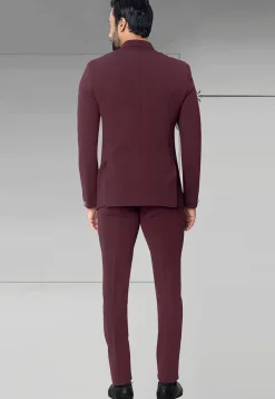 Solid Color Terry Rayon Jodhpuri Jacket in Maroon