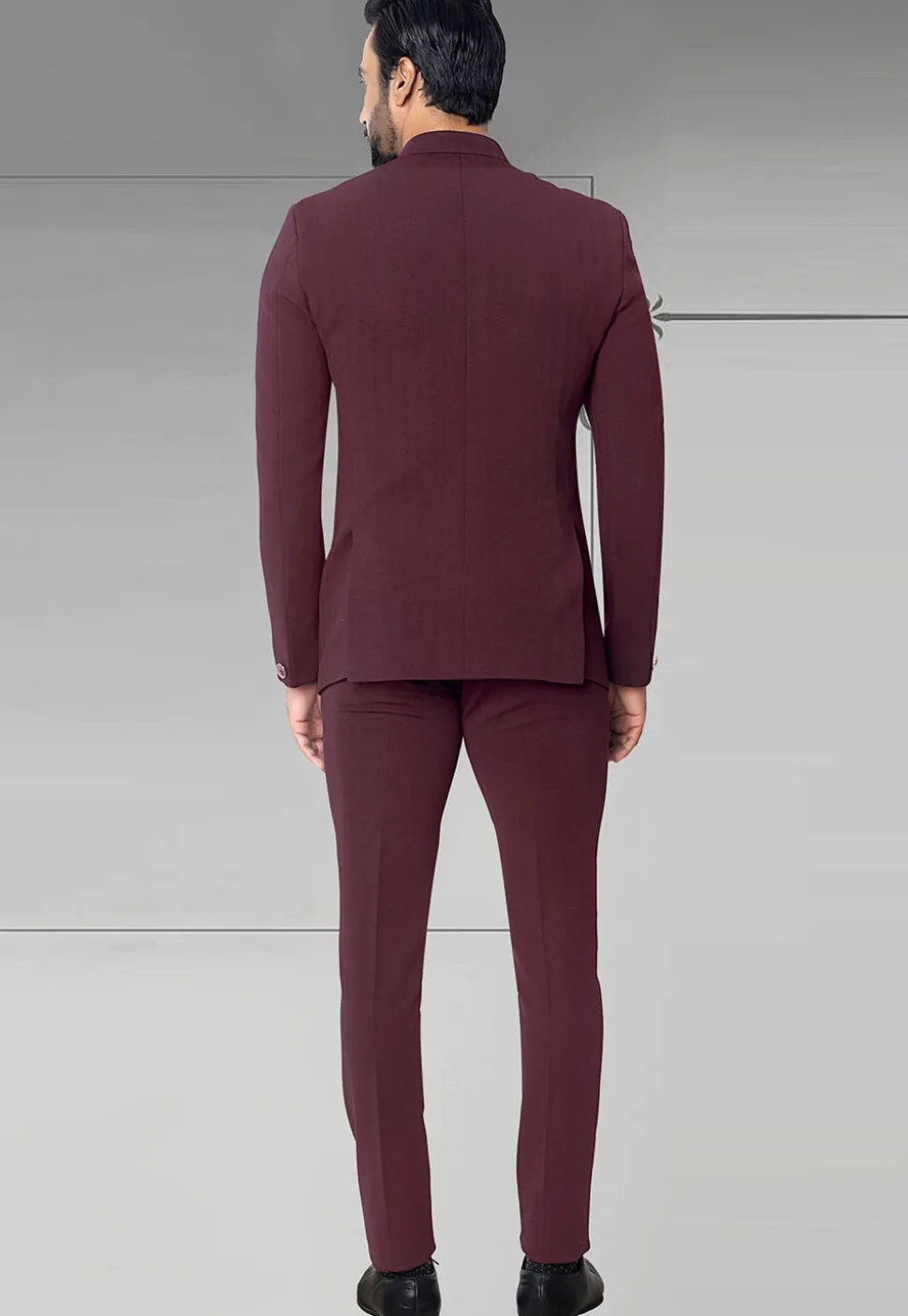 Solid Color Terry Rayon Jodhpuri Jacket in Maroon