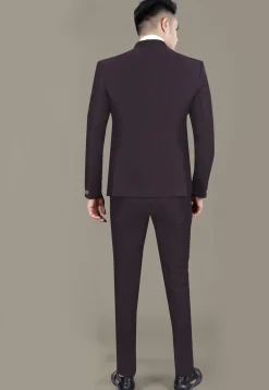 Solid Color Terry Rayon Suit Set in Wine