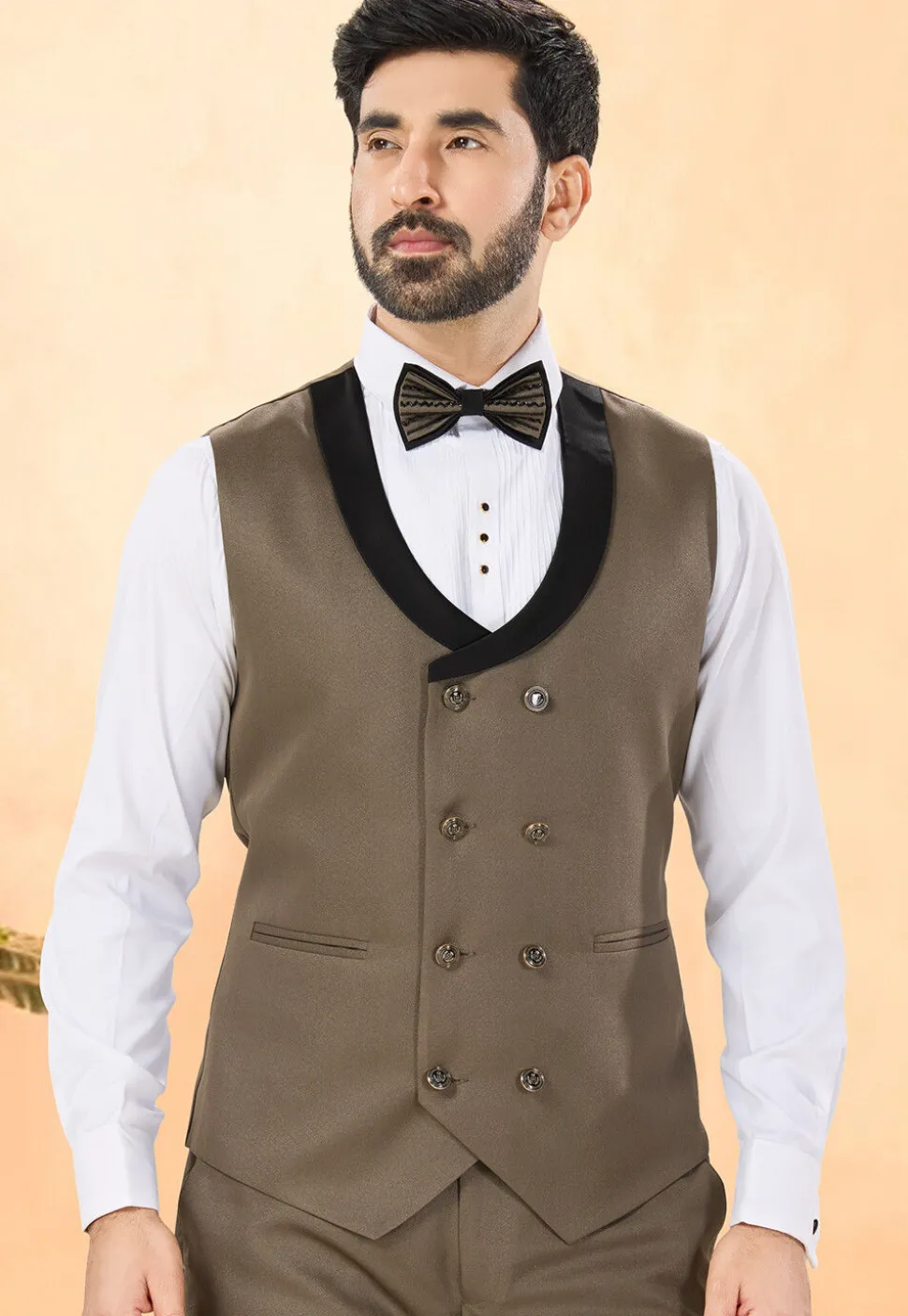 Solid Color Terry Rayon Tuxedo in Brown