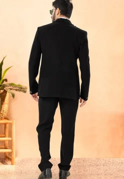 Solid Color Terry Rayon Tuxedo in Black