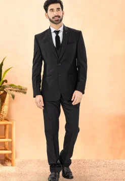 Solid Color Terry Rayon Tuxedo in Black