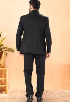 Solid Color Terry Rayon Tuxedo in Black