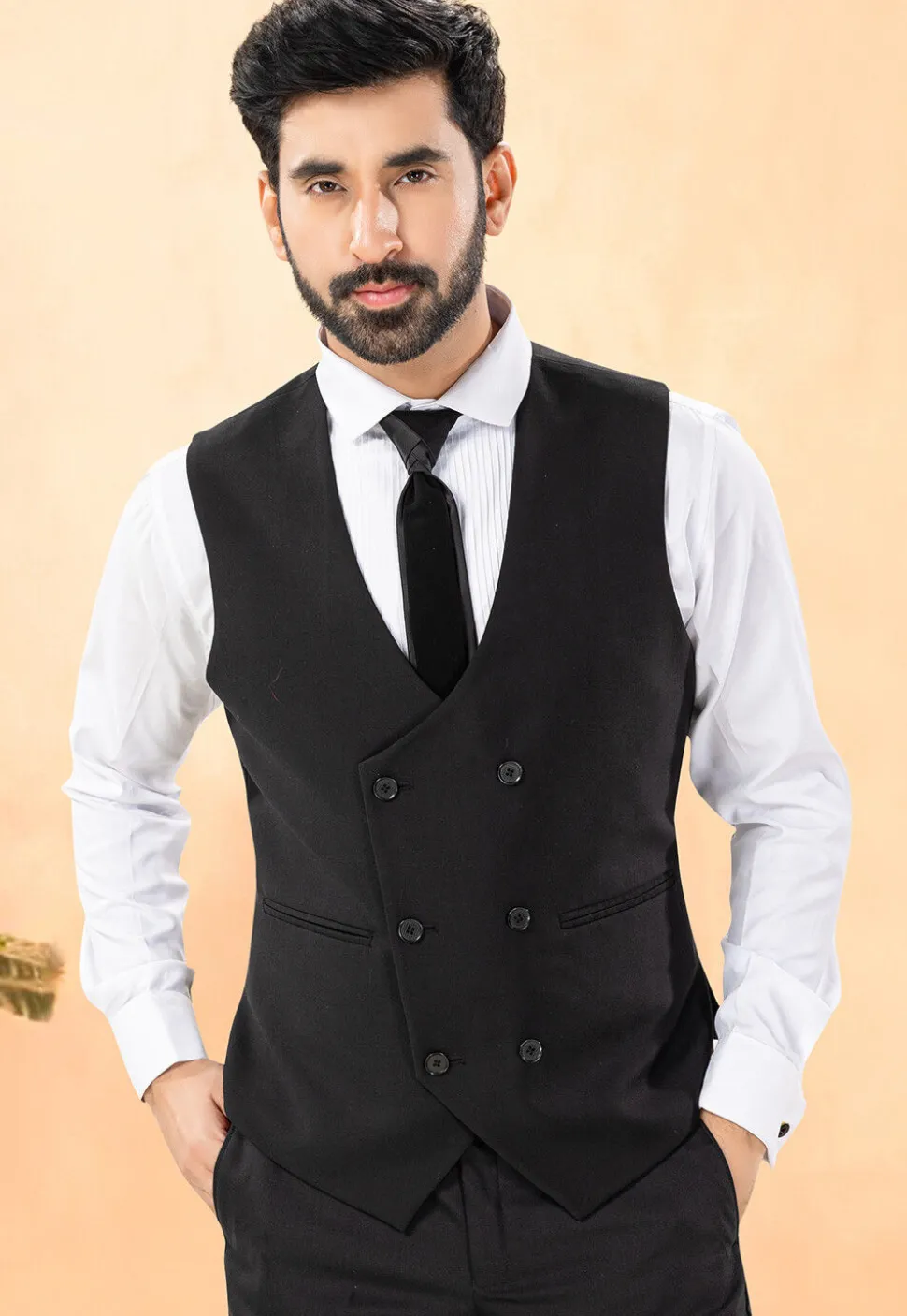 Solid Color Terry Rayon Tuxedo in Black