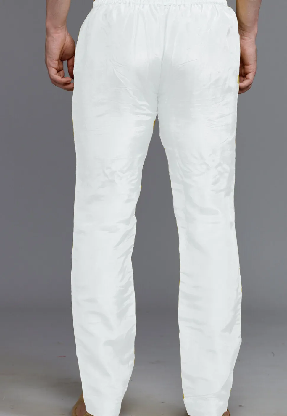 Solid Color Uppada Silk Pant in Off White