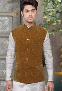 Solid Color Velvet Jacket in Beige