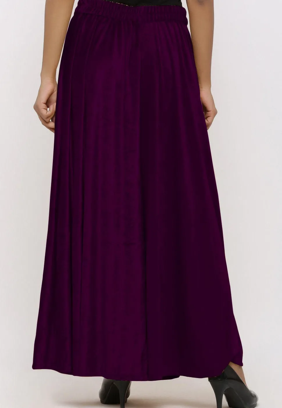 Solid Color Velvet Palazzo in Wine