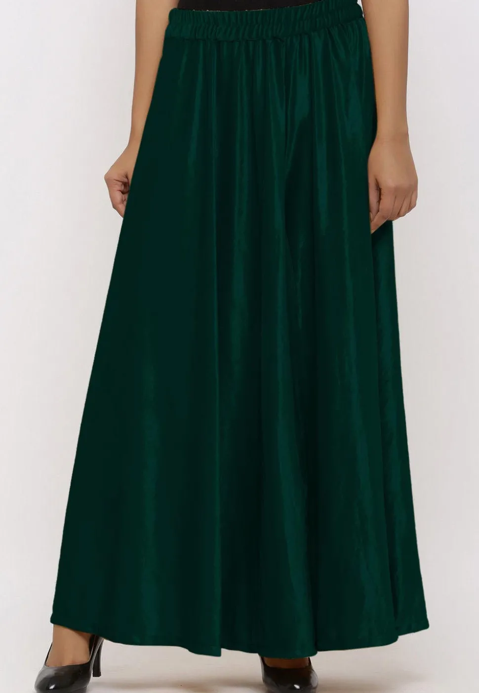 Solid Color Velvet Palazzo in Dark Teal Green
