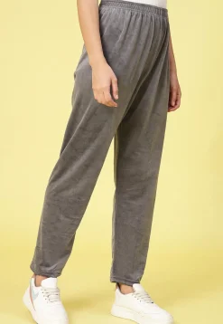 Solid Color Velvet Pant in Grey