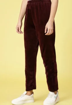 Solid Color Velvet Pant in Wine