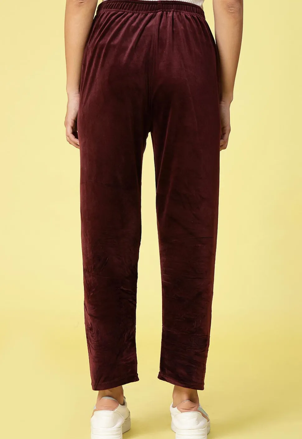 Solid Color Velvet Pant in Wine