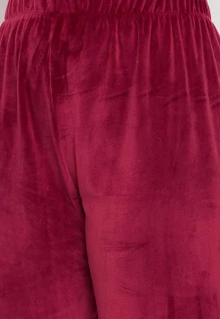 Solid Color Velvet Pant in Maroon