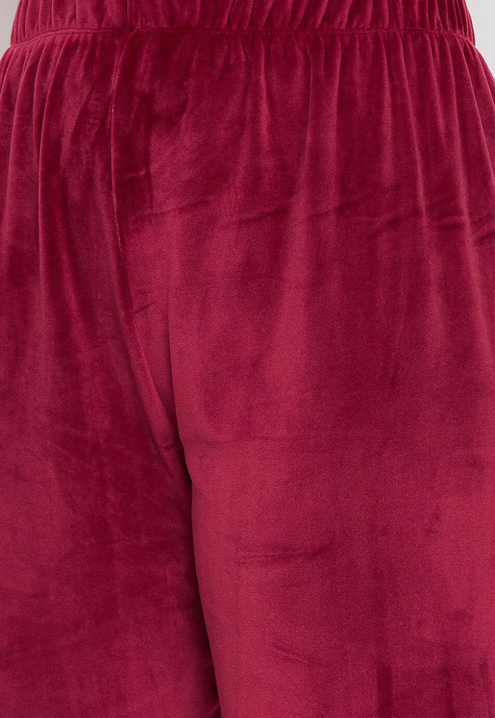 Solid Color Velvet Pant in Maroon