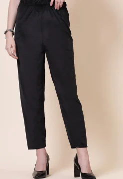 Solid Color Velvet Pant in Black