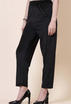 Solid Color Velvet Pant in Black