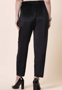 Solid Color Velvet Pant in Black