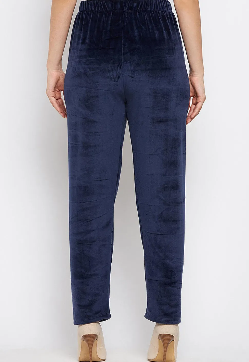 Solid Color Velvet Pant in Navy Blue