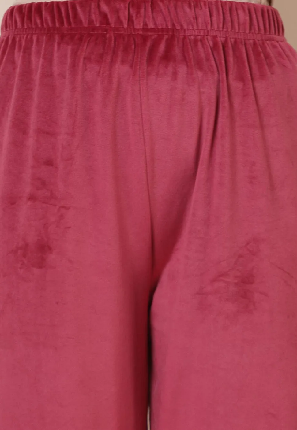 Solid Color Velvet Pant in Dark Old Rose