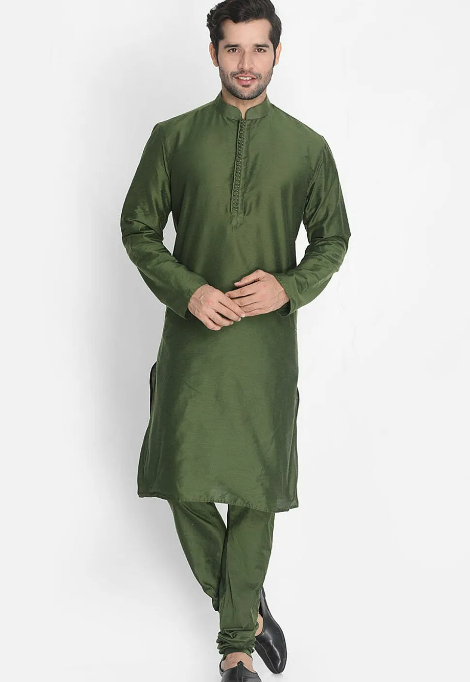 Solid Color Viscose Churidar in Dusty Green