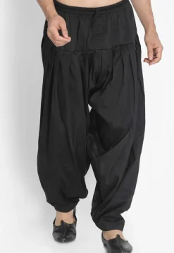 Solid Color Viscose Dhoti Pant in Black