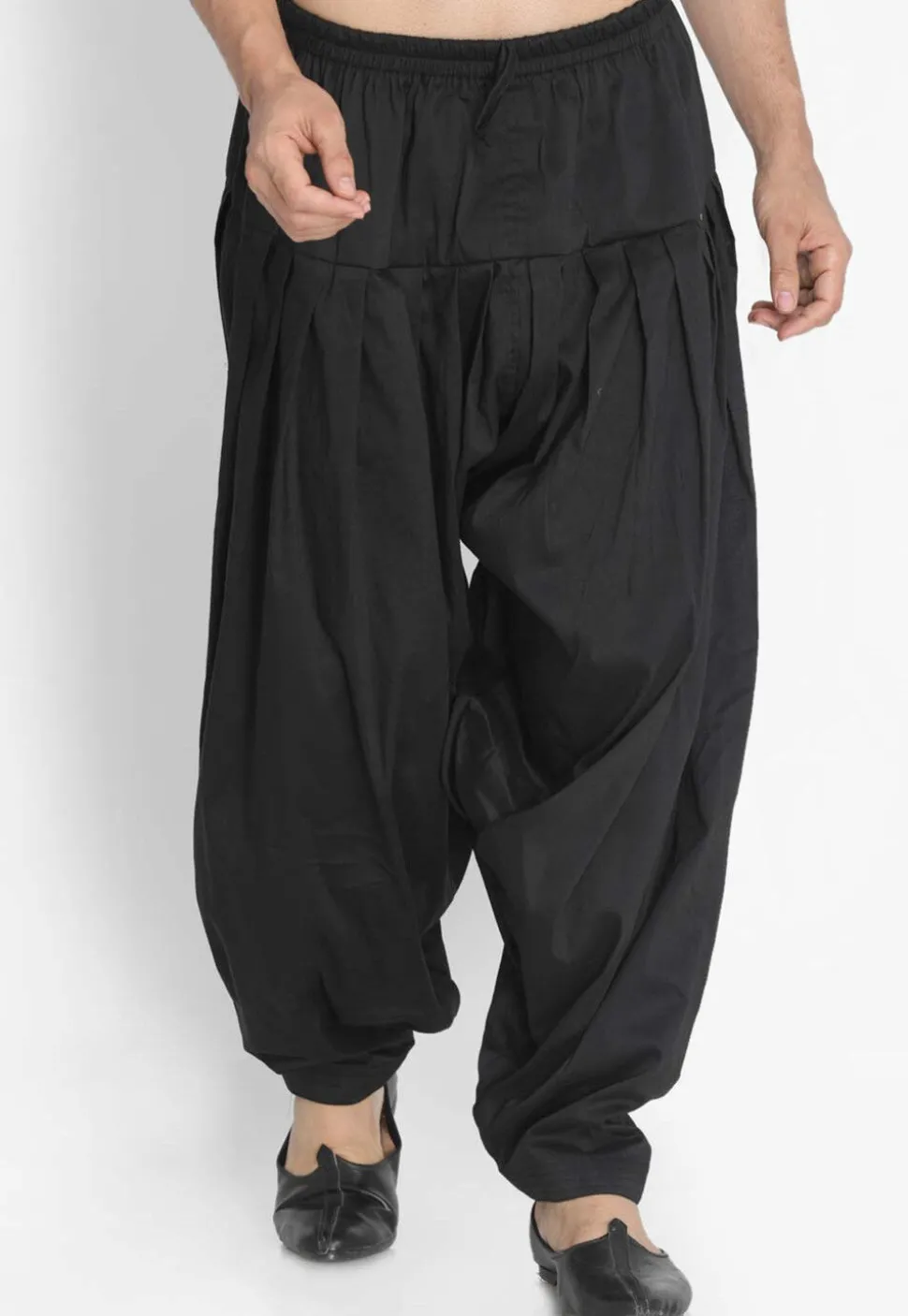 Solid Color Viscose Dhoti Pant in Black