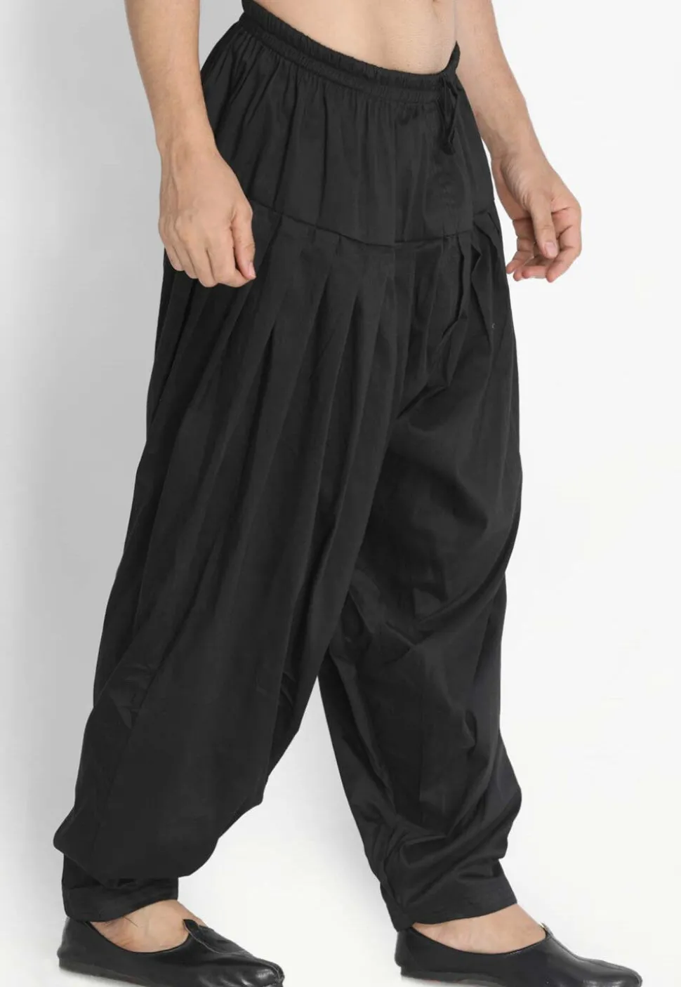 Solid Color Viscose Dhoti Pant in Black
