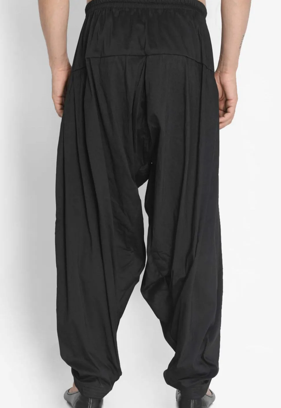 Solid Color Viscose Dhoti Pant in Black