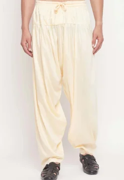 Solid Color Viscose Dhoti Pant in Light Beige