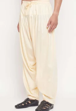 Solid Color Viscose Dhoti Pant in Light Beige
